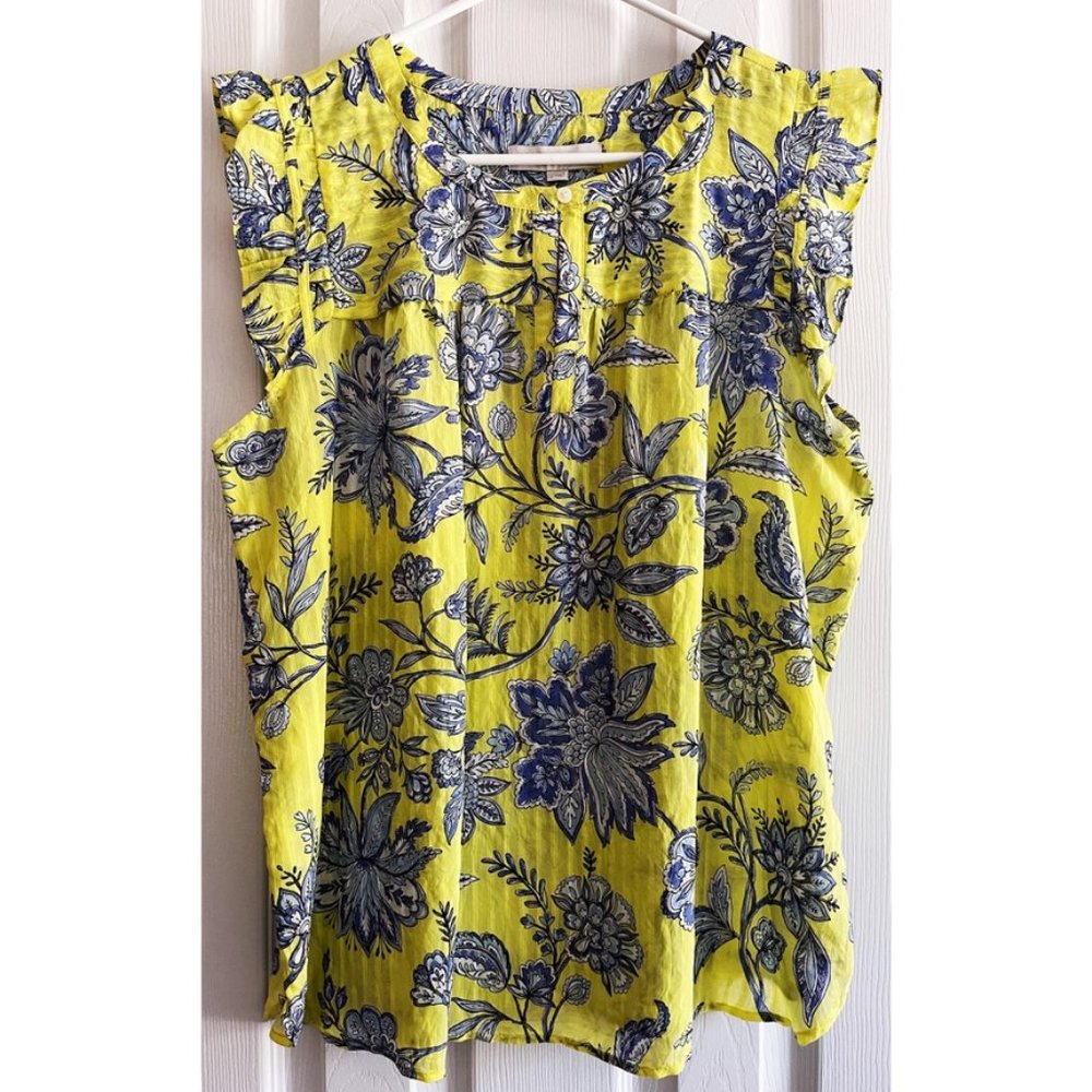 Loft Nwt Garden Smocked Split Neck Shell, 537290 - image 1